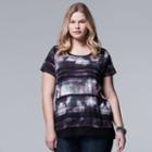 Plus Size Simply Vera Vera Wang Crinkle Tee, Women's, Size: 3xl, Grey (charcoal)