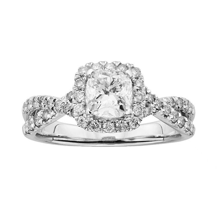Igl Certified Diamond Twist Engagement Ring In 14k White Gold (1 1/2 Ct. T.w.), Women's, Size: 8.50