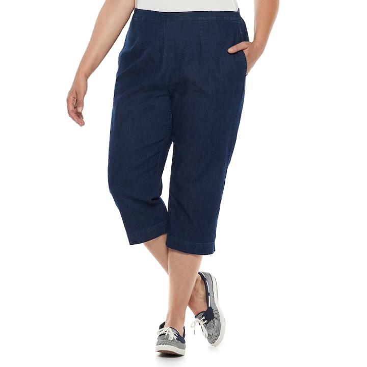 Plus Size Alfred Dunner Studio Pull-on Denim Capri Pants, Women's, Size: 20 W, Dark Blue