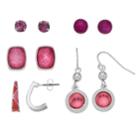 Red Geometric & J-hoop Earring Set, Women's