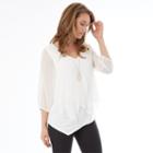 Women's Apt. 9&reg; Chiffon Popover Top, Size: Regular, White Oth