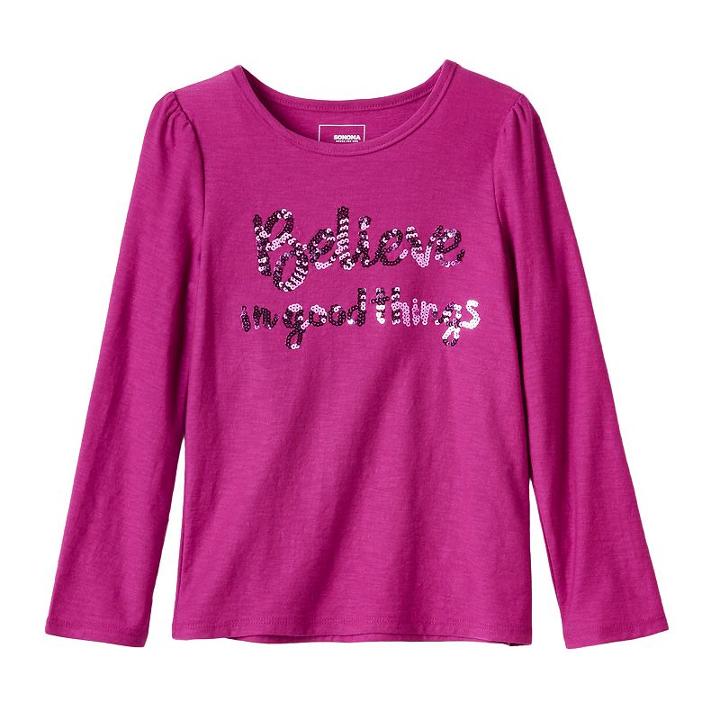 Girls 4-7 Sonoma Goods For Life™ Slubbed Sequin Tee, Girl's, Size: 4, Med Purple