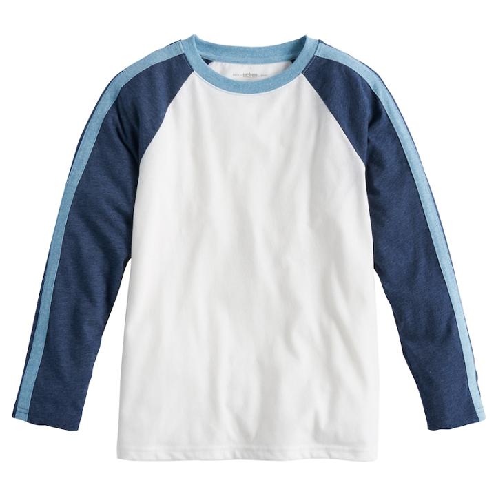 Boys 8-20 Urban Pipeline Striped Raglan Tee, Size: Medium, Blue