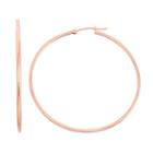 14k Gold Tube Hoop Earrings - 40 Mm, Women's, Pink