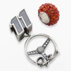 Insignia Collection Nascar Denny Hamlin Sterling Silver Steering Wheel Charm And Crystal Bead Set, Women's, Orange