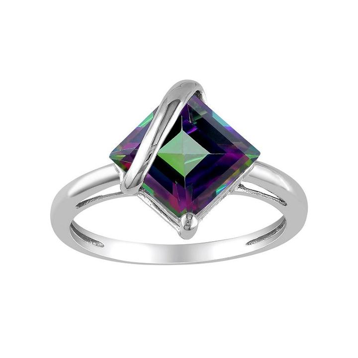 Exotic Green Topaz 10k White Gold Ring, Women's, Size: 6