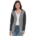 Juniors' So&reg; Colorblock Varsity Cardigan, Teens, Size: Large, Black