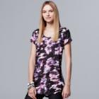Women's Simply Vera Vera Wang Print Scoopneck Tee, Size: Xl, Dark Grey