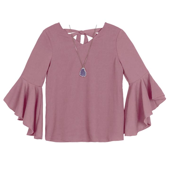 Girls 7-16 Iz Amy Byer Double Bell Sleeve Woven Top, Size: Medium, Light Pink