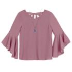 Girls 7-16 Iz Amy Byer Double Bell Sleeve Woven Top, Size: Medium, Light Pink