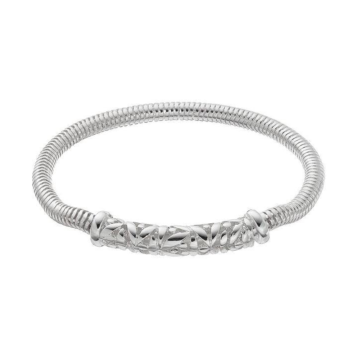 Napier Flower Textured Bar Snake Chain Stretch Bracelet, Women's, Silver