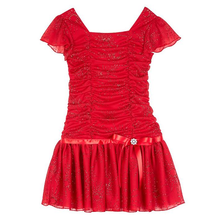 Girls 4-6x Iz Amy Byer Ruffled Glitter Drop Waist Dress, Girl's, Size: 6x, Red