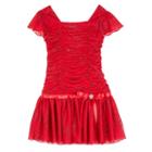 Girls 4-6x Iz Amy Byer Ruffled Glitter Drop Waist Dress, Girl's, Size: 6x, Red