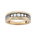 Men's Two Tone 14k Gold 1/2 Carat T.w. Diamond Wedding Band, Size: 10, White