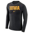 Men's Nike Iowa Hawkeyes Marled Long-sleeve Dri-fit Tee, Size: Xxl, Black