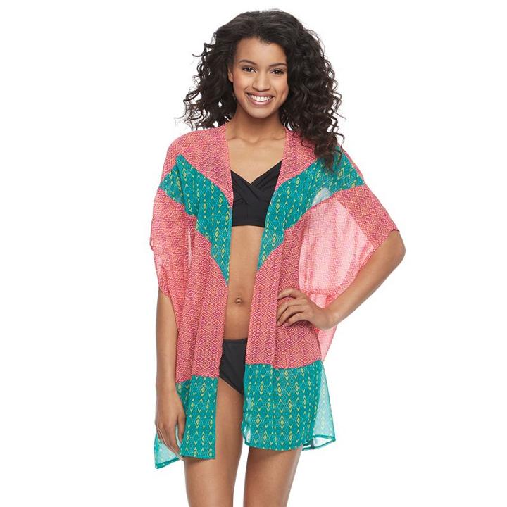 Women's Social Angel Printed Kimono Cover-up, Multicolor