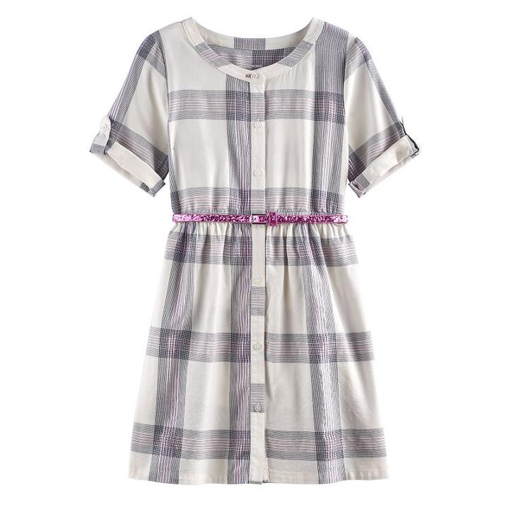Girls 4-12 Sonoma Goods For Life&trade; Roll Tab Plaid Woven Dress, Girl's, Size: 7, Blue