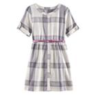 Girls 4-12 Sonoma Goods For Life&trade; Roll Tab Plaid Woven Dress, Girl's, Size: 7, Blue