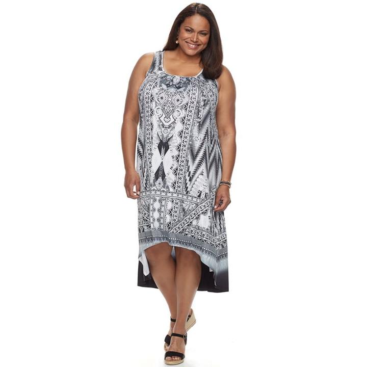 Plus Size World Unity Printed Sublimation High-low Dress, Women's, Size: 1xl, Black