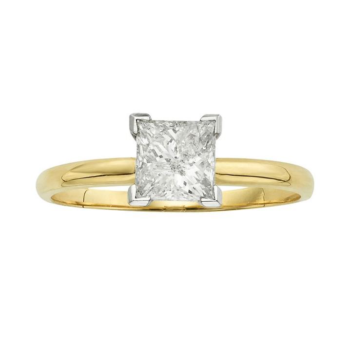 Igl Certified Princess-cut Diamond Solitaire Engagement Ring In 14k Gold (1 Ct. T.w.), Women's, Size: 7, White