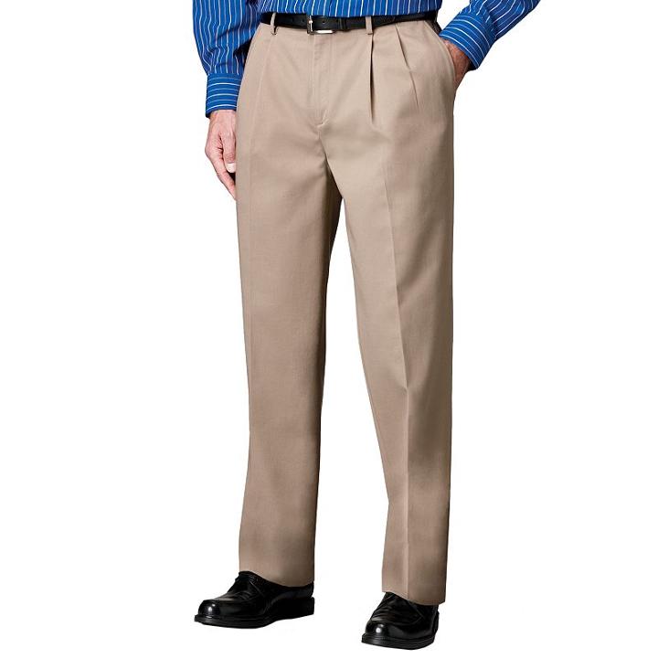 Men's Croft & Barrow&reg; Stretch Easy-care Classic-fit Pleated Pants, Size: 32x34, Dark Beige