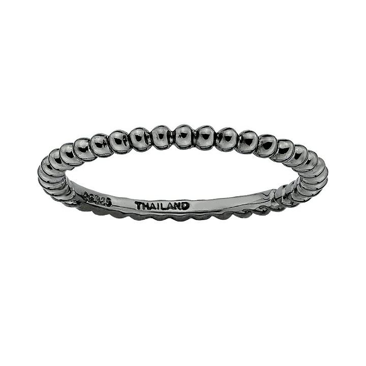 Stacks And Stones Ruthenium-plated Sterling Silver Bead Stack Ring, Women's, Size: 10, Black