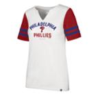 Women's '47 Brand Philadelphia Phillies Takeover Sleeve Stripe Tee, Size: Small, White