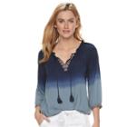Plus Size Sonoma Goods For Life&trade; Dip-dye Peasant Top, Women's, Size: 0x, Dark Blue