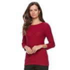 Women's Dana Buchman Diagonal Stripe Sweater, Size: Large, Dark Pink