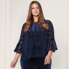 Lc Lauren Conrad Runway Collection Velvet Flocked Top - Plus Size, Women's, Size: 2xl, Dark Blue