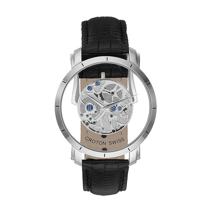 Croton Men's Circuit Breaker Leather Swiss Watch - Cn307546bssl, Black