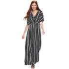 Juniors' Love, Fire Printed Kimono Sleeve Maxi Dress, Teens, Size: Medium, Black White Stripe