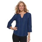 Women's Dana Buchman Bell Sleeve Henley Top, Size: Xxl, Blue