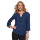 Women's Dana Buchman Bell Sleeve Henley Top, Size: Xxl, Blue