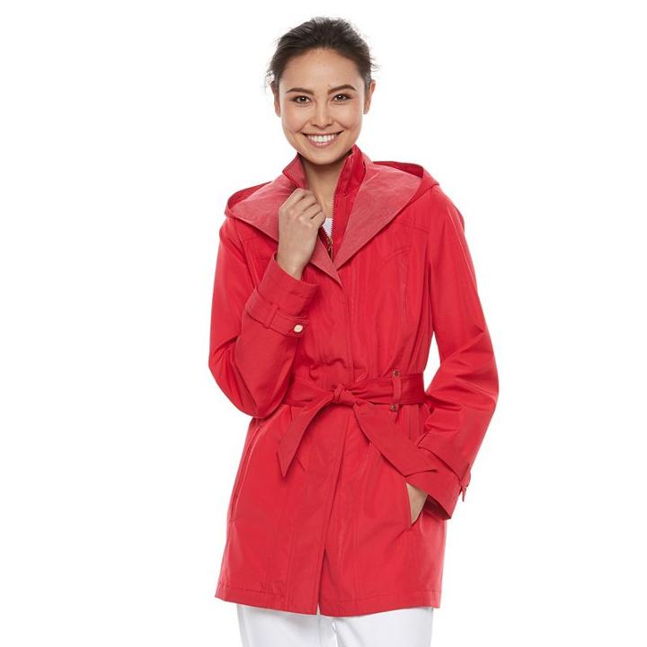 Women's Braetan Hooded Shawl Collar Rain Jacket, Size: Xl, Red