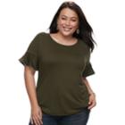 Plus Size Apt. 9&reg; Beaded Flutter Tee, Women's, Size: 4xl, Dark Green