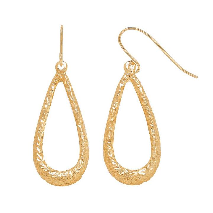 Everlasting Gold 14k Gold Textured Teardrop Earrings, Women's
