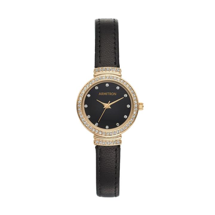 Armitron Women's Crystal Leather Watch - 75/5491bkgpbk, Size: Small, Black
