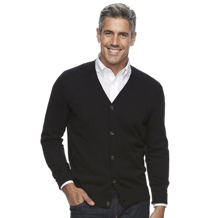 Men's Croft & Barrow&reg; Classic-fit True Comfort Easy-care Cardigan Sweater, Size: Xl, Black