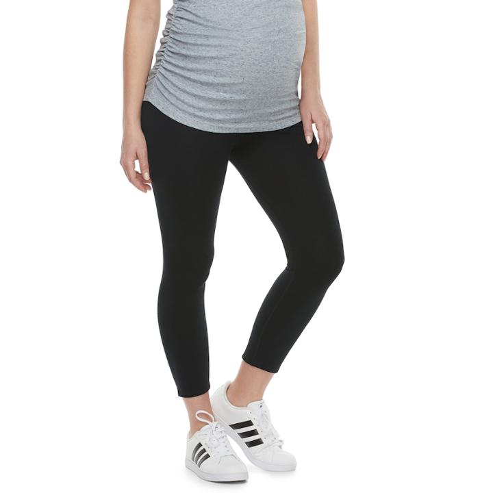 Maternity A:glow Full Belly Panel Capri Leggings, Women's, Size: M-mat, Black