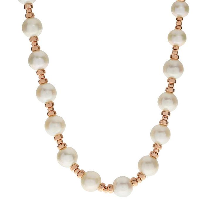 Pearlustre By Imperial 14k Rose Gold Filled Freshwater Cultured Pearl Station Necklace, Women's, White