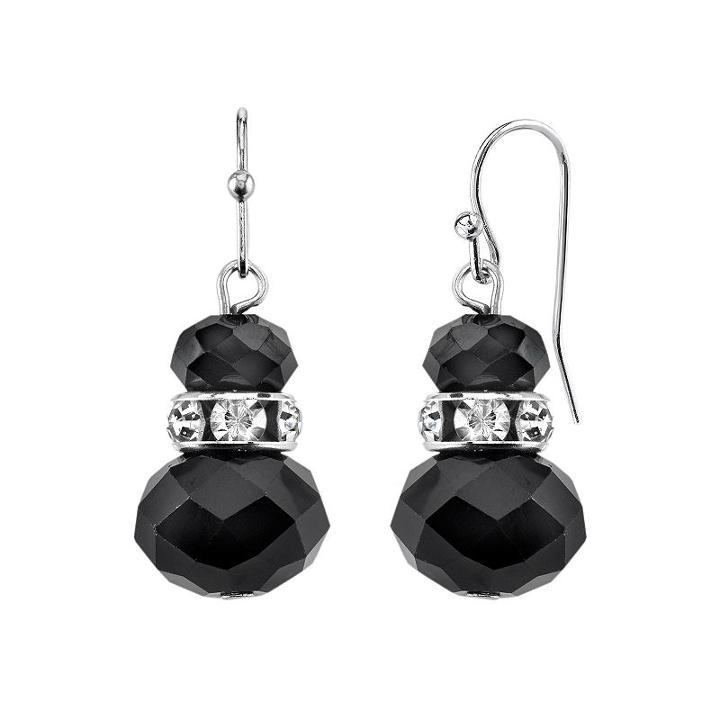 1928 Bead Drop Earrings, Women's, Black