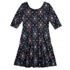 Girls 7-16 & Plus Size So&reg; Elbow Sleeve Graphic Print Skater Dress, Size: 16 1/2, Black