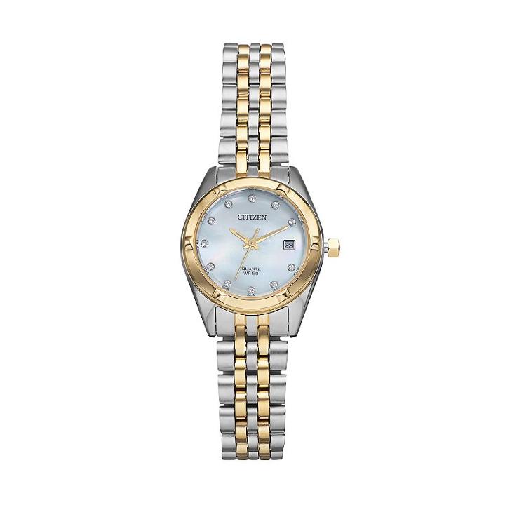 Citizen Women's Crystal Two Tone Stainless Steel Watch, Multicolor