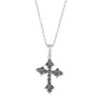 Sterling Silver Mystic Fire Topaz Cross Pendant Necklace, Women's, Size: 18, Purple