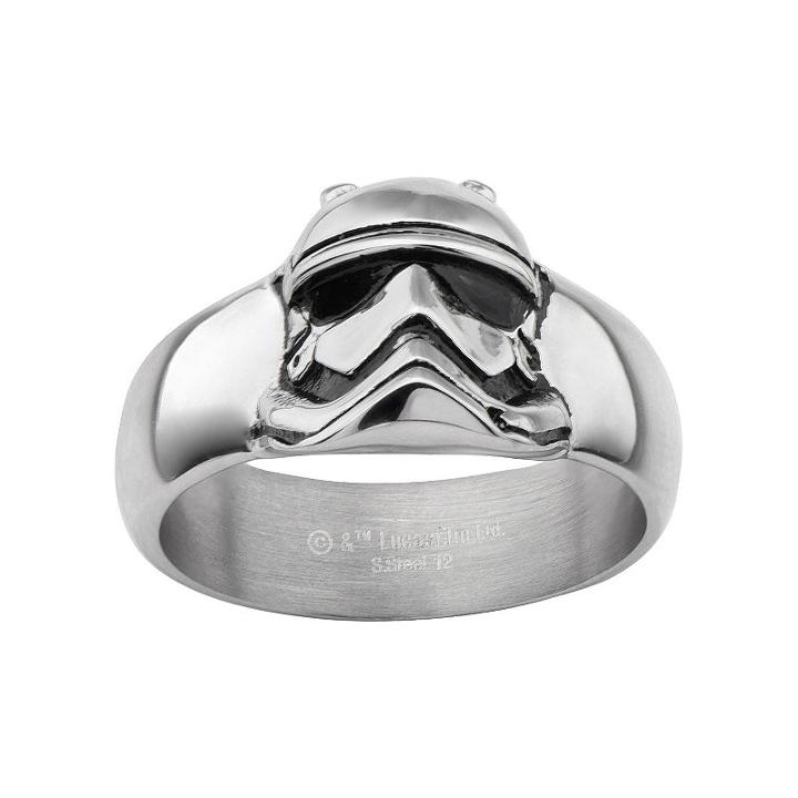 Star Wars: Episode Vii The Force Awakens Men's Stainless Steel Stormtrooper Ring, Size: 12, Grey