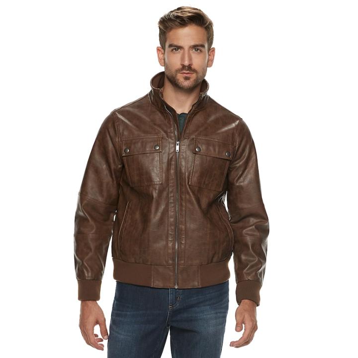 Men's Apt. 9&reg; 4-pocket Bomber Jacket, Size: Large, Brown