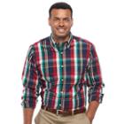 Big & Tall Chaps Regular-fit Plaid Button-down Shirt, Men's, Size: Xxl Tall, Blue (navy)