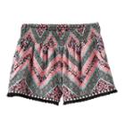 Girls 7-16 Joey B Patterned Soft Fringe Trim Shorts, Girl's, Size: Large, Med Pink