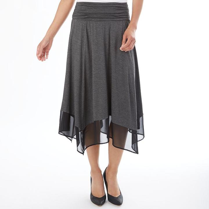 Women's Apt. 9&reg; Shark-bite Hem Midi Skirt, Size: Regular, Dark Grey